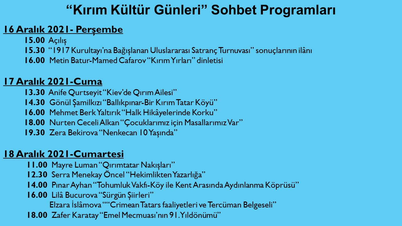 Kırım Kültür Günleri program posteri